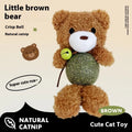 Plush cat toy with catnip ball and bell in animal designs for feline dental relief and play