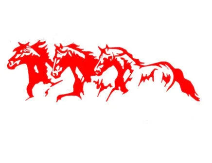 Three Horses 25cm by 8cm vinyl car decal showing steed design in four colour options