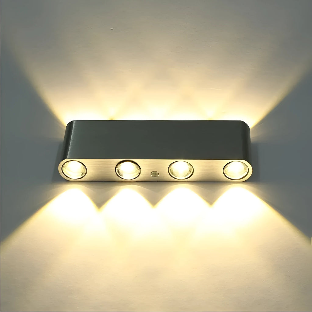 8W LED modern aluminium wall lamp in black finish, 180x60x30mm, for corridor or TV background lighting