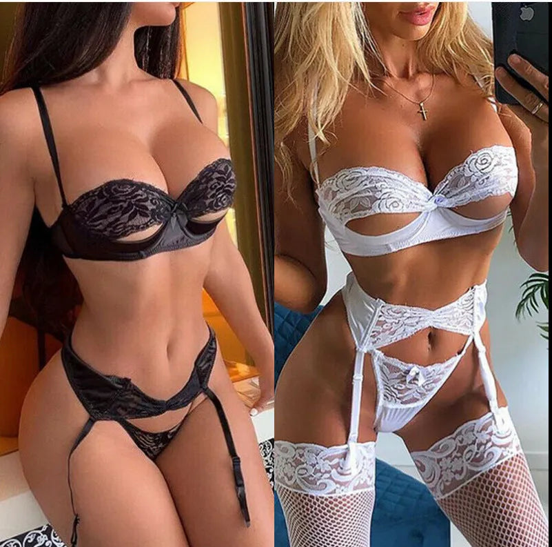 Sexy lingerie pajama set for women in black, soft fabric, Asian sizing S to XL