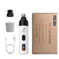 Electric dog nail grinder device with LED display showing speed settings and dust collection port