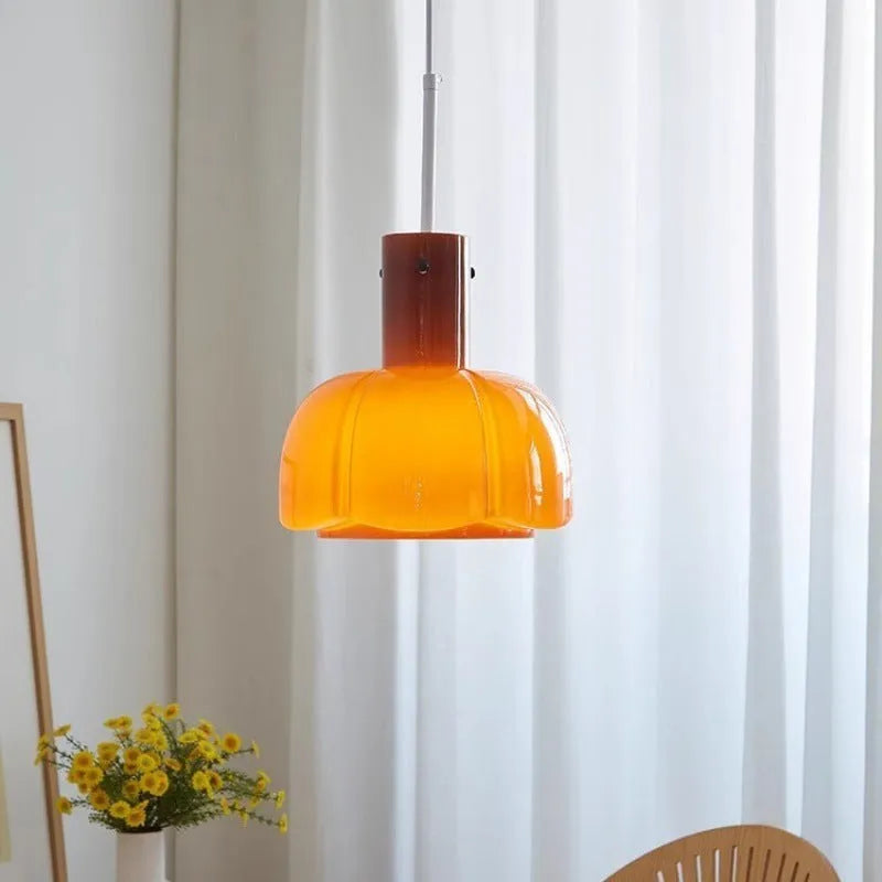 Medieval retro glass bud chandelier pendant light in a choice of six colours for dining room or bedroom