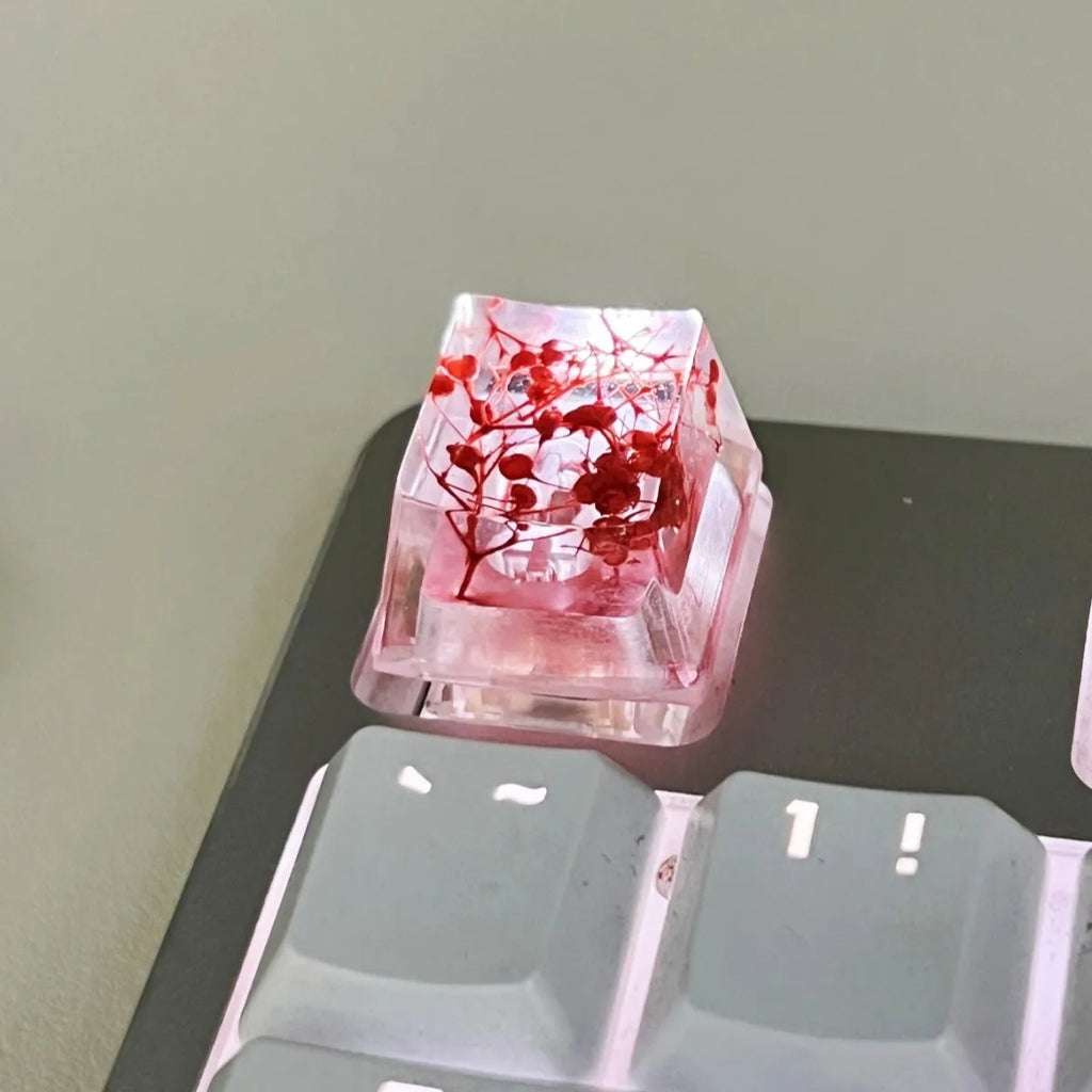 Transparent resin mechanical keyboard keycap with starry sky pattern in four colour options