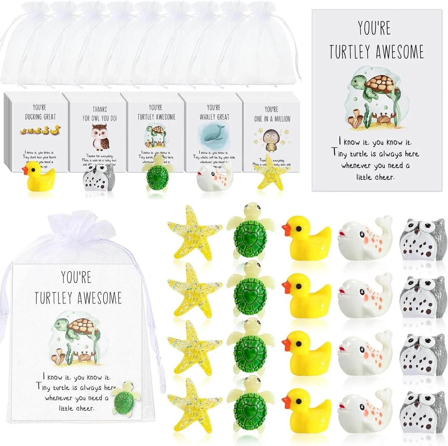 Resin memo greeting cards with pun designs in various set quantity options
