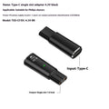 USB-C charging adapter for electric shavers with aluminium alloy housing in black and grey options