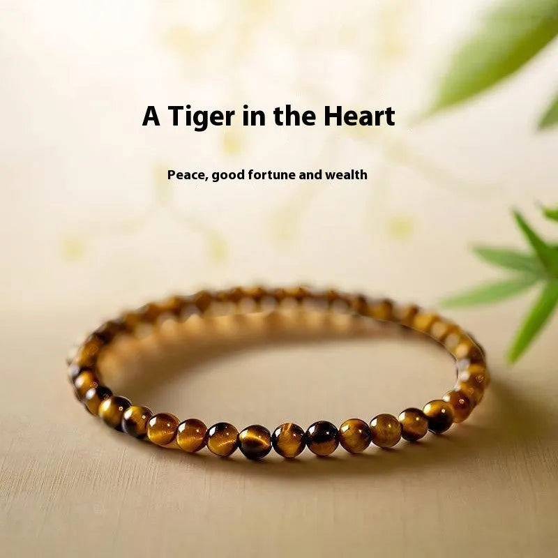 New Chinese style geometric tigereye bracelet showing manual craftsmanship and round element details