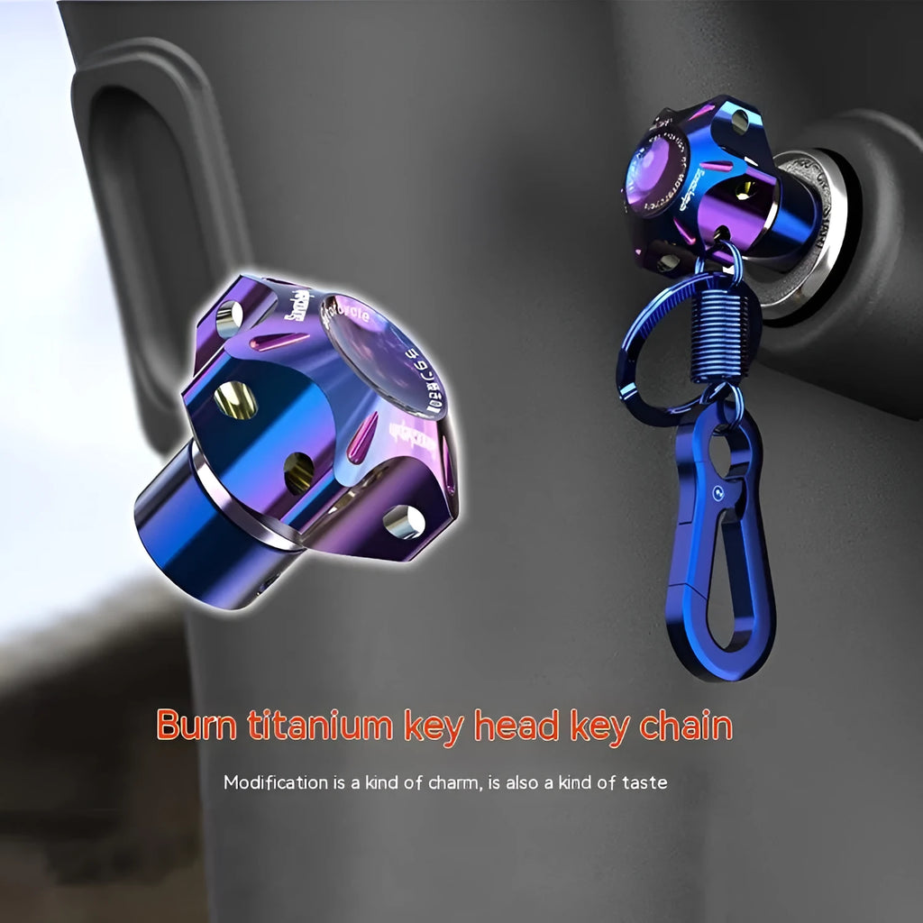 Motorcycle key cover accessory in T6 aluminium with hexagonal, five-pointed star and plum blossom design options