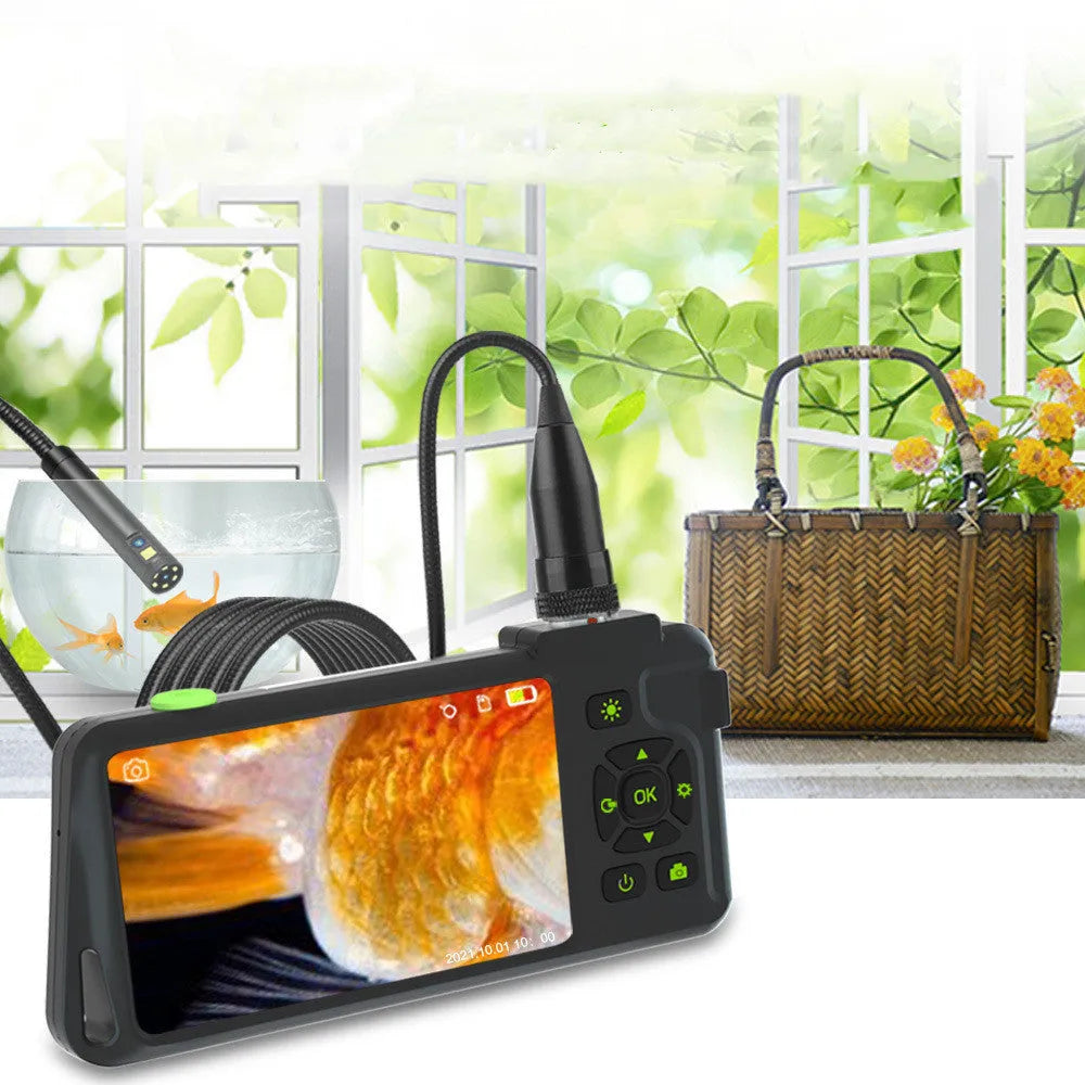 Portable industrial endoscope with 4.5-inch screen and 1-metre probe for automotive pipeline inspection