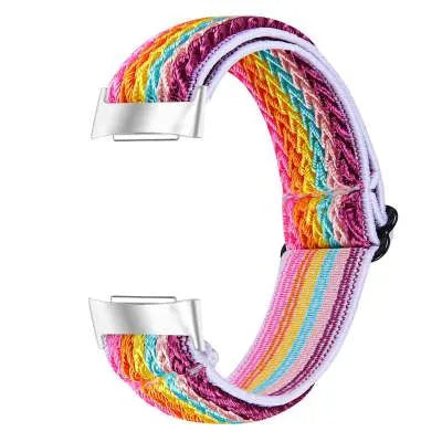 Adjustable printed elastic watch strap for Fitbit Charge 6 in Green Arrow colour, 5.5-8.5 inches fit