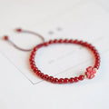 Natural red agate beads bracelet hand-woven diamond shape beads electroplating finish unisex ethnic style