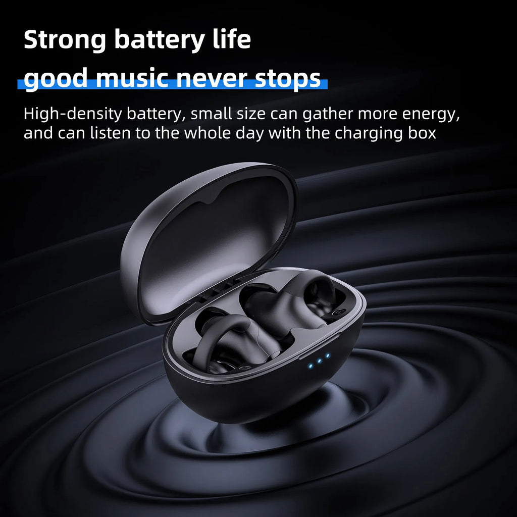 T306 Bluetooth gaming wireless clip-on sports headset in black with ear hook design