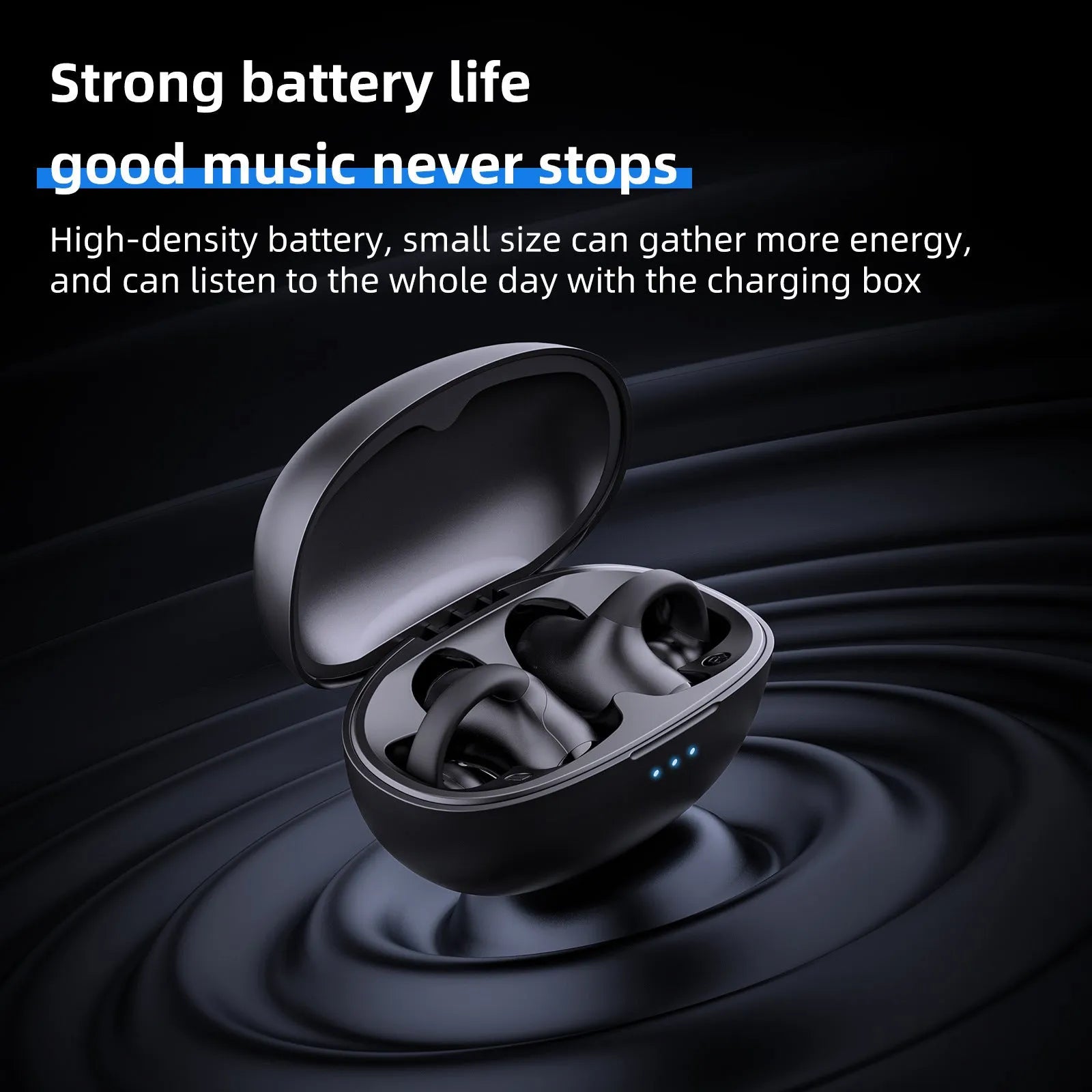 T306 Bluetooth gaming wireless clip-on sports headset in black with ear hook design