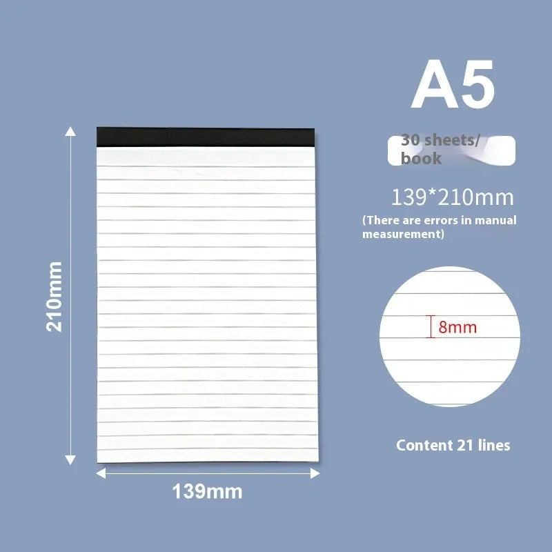 A4 tearable notebook with grid paper and a paper cover, shown open to reveal its pages.