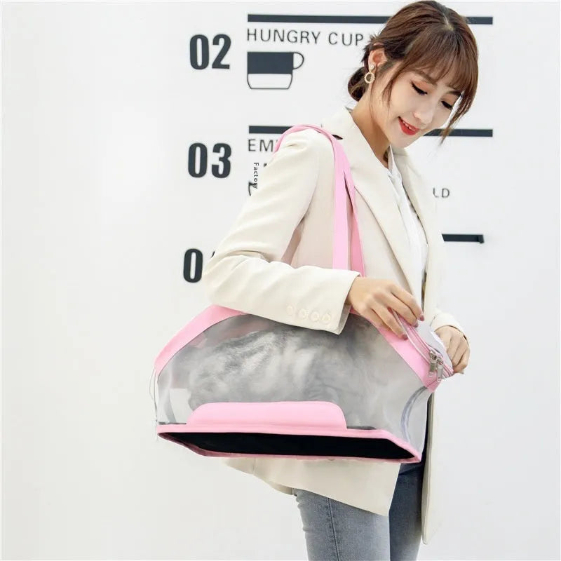 MOORPET leather cat carry bag in solid colour with 25L capacity for pet transport