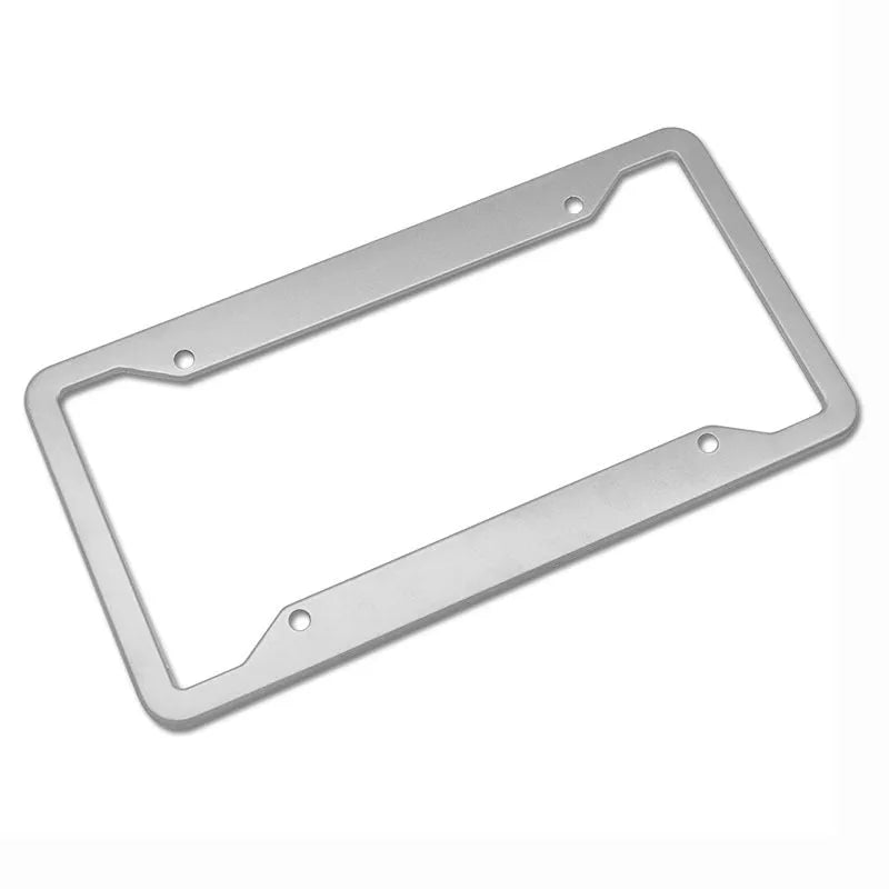 Aluminium alloy stainless steel licence plate frame in black, light grey, and sandblasted silver options