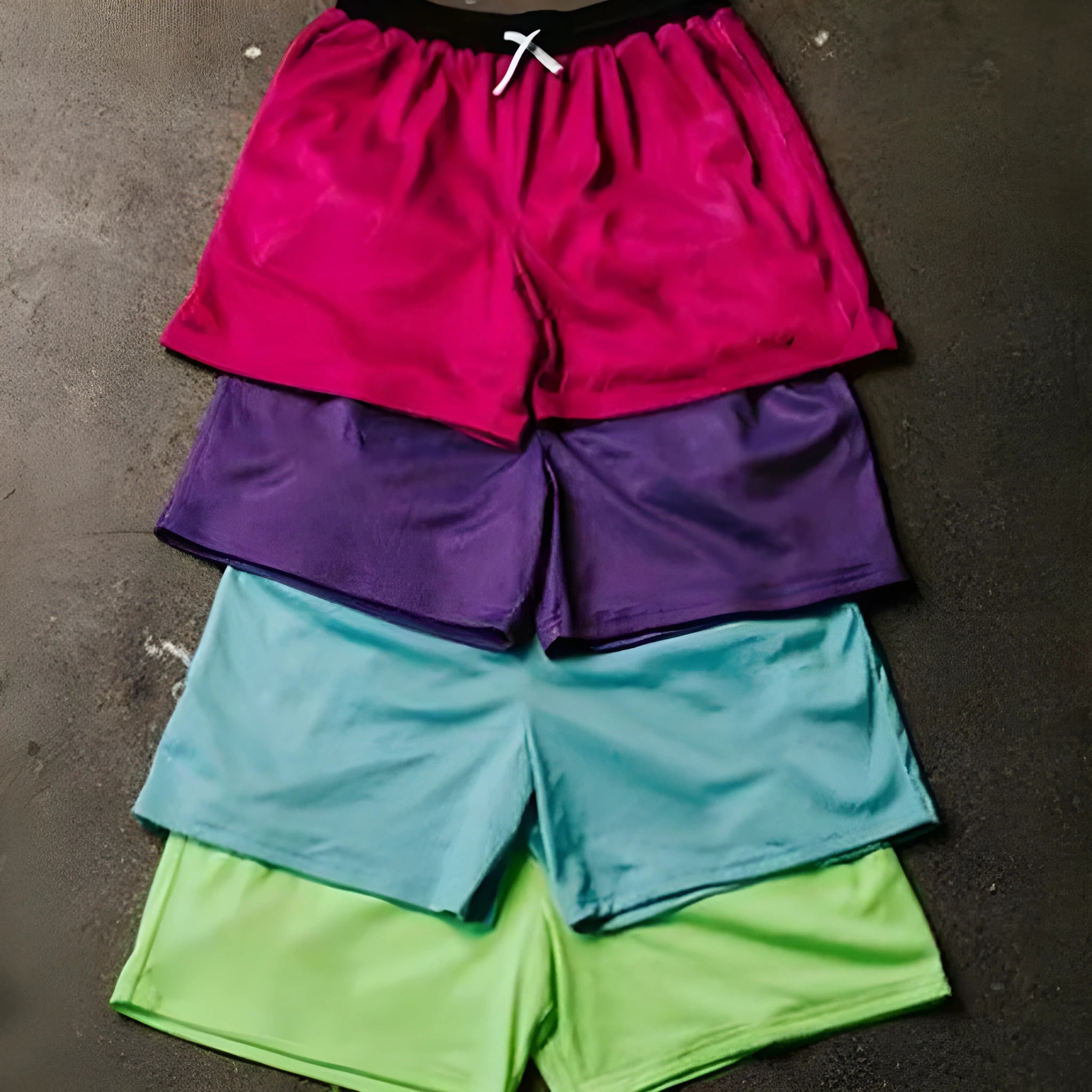 Man's black mesh quick-drying athletic shorts for summer running and fitness.