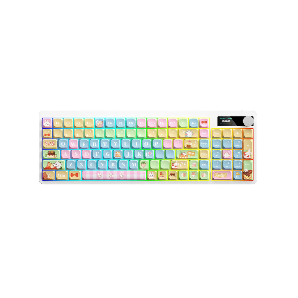 Black Iron Cow mechanical keyboard with RGB backlighting and full key layout on desk