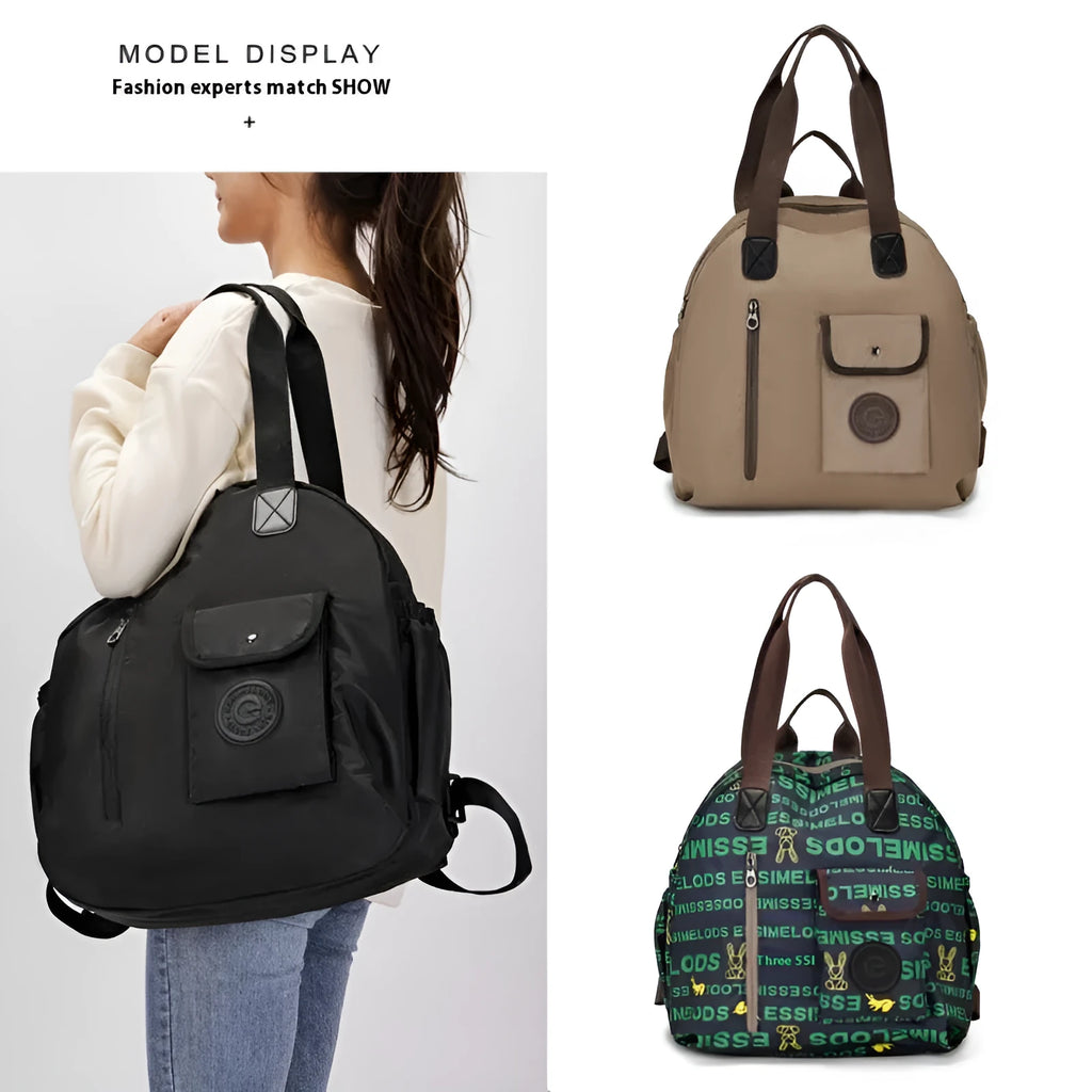 Large outdoor backpack in nylon with sandwich pocket compartments