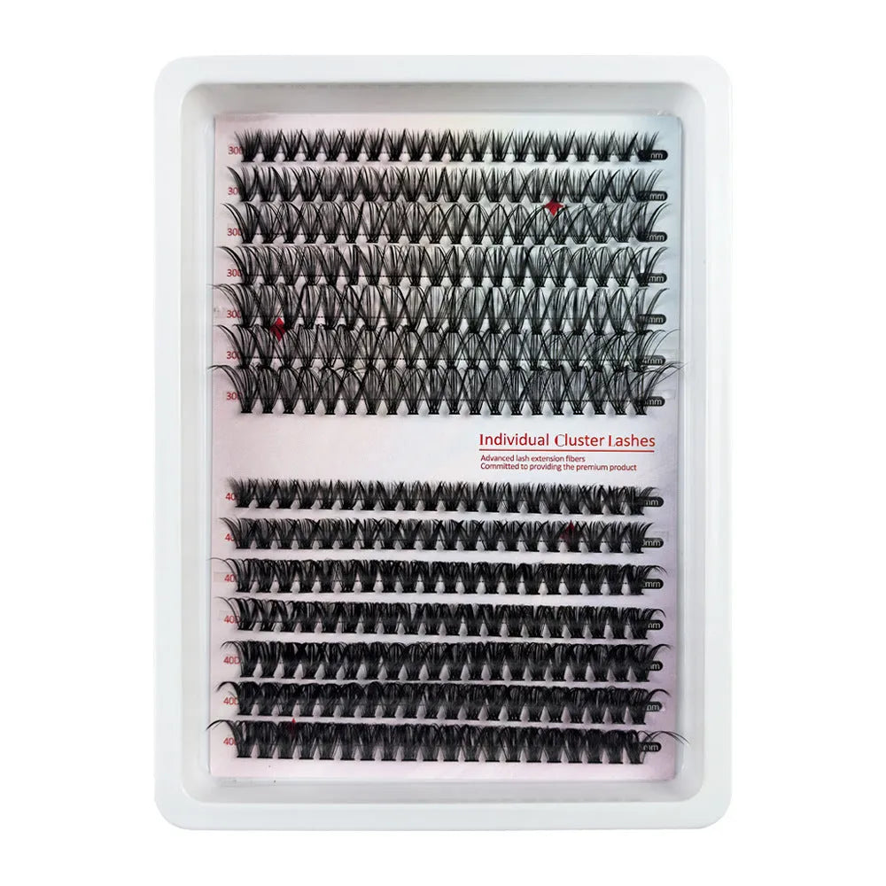 Large capacity false eyelash storage box measuring 13.7cm with mixed eyelashes inside