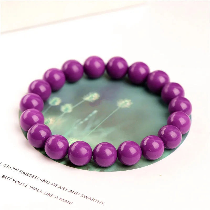 Jiuya purple mica crystal bead bracelet with polished finish, shown in a single circle design.
