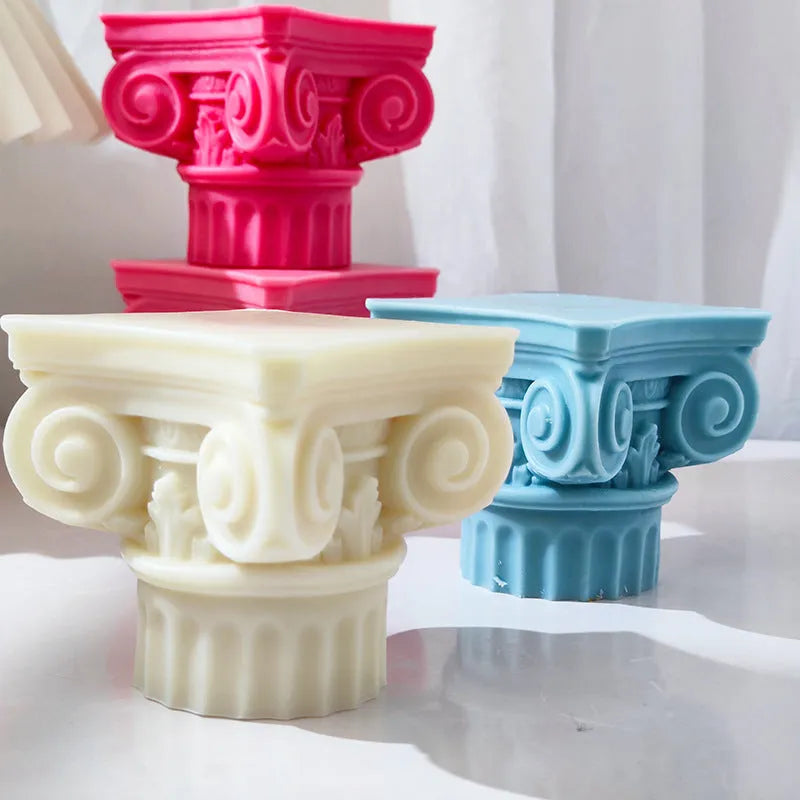 Silicone Roman pillar mould for candles and crafts with irregular column shape