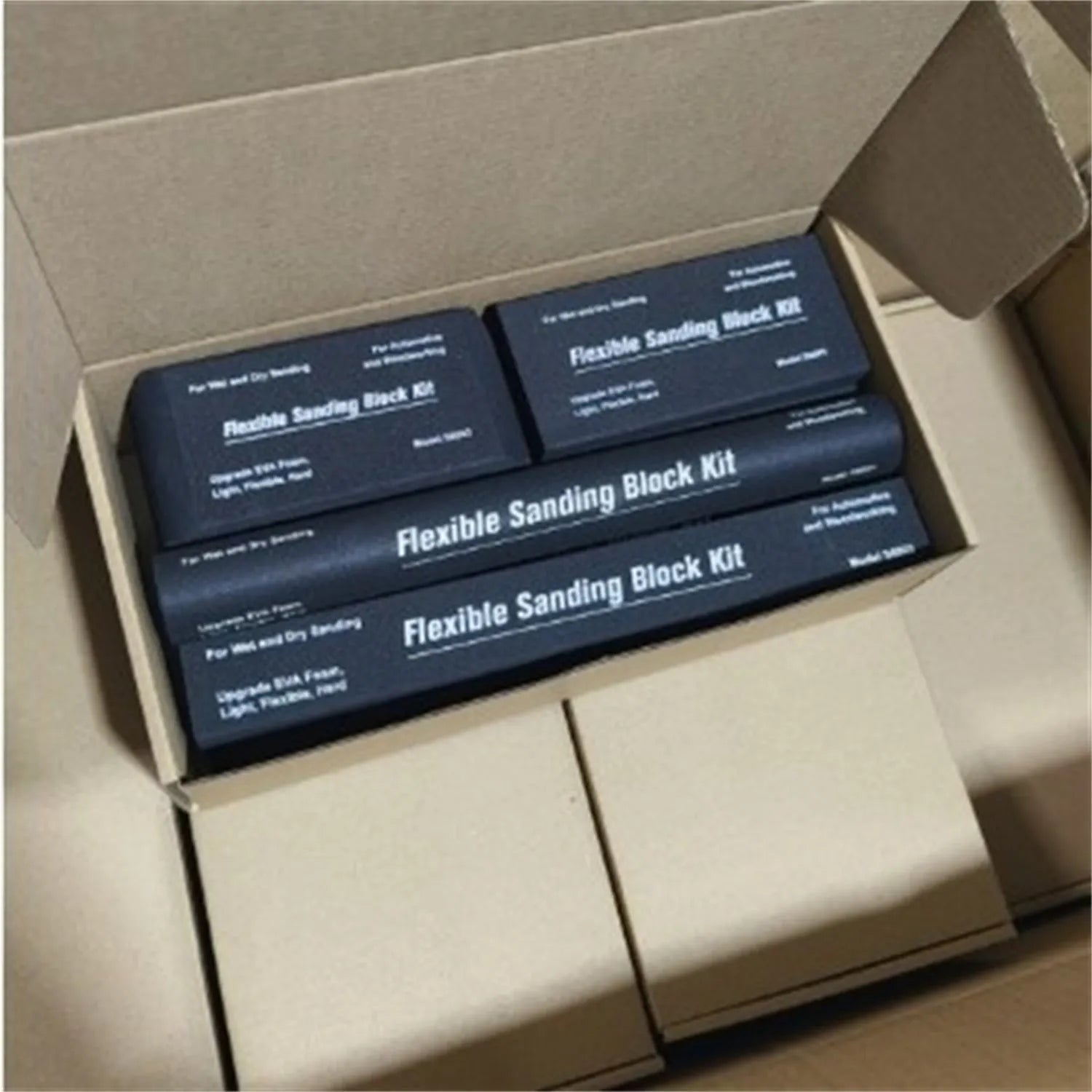 Seven black EVA frosted building blocks with metal construction