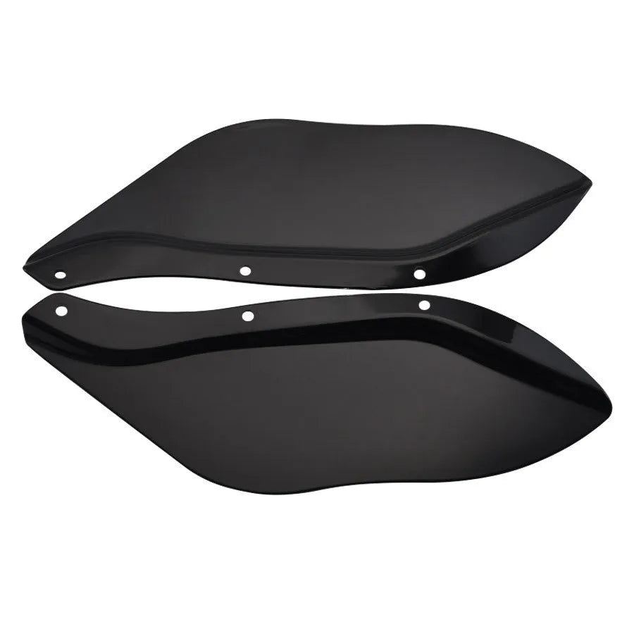 Harley Davidson motorcycle side wing head covers in black and transparent options for Touring models