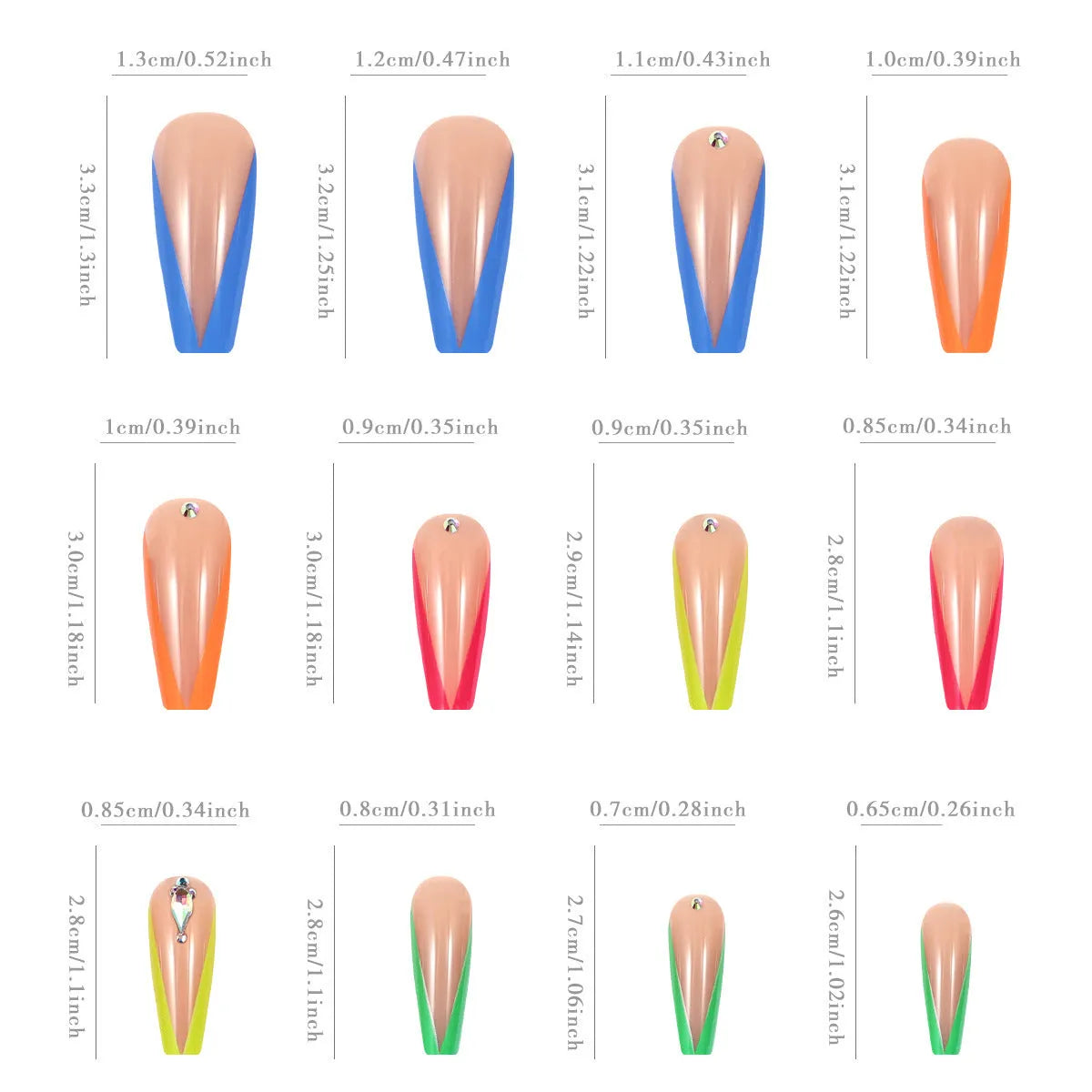 BKS3037 diamond colour French detachable nail tips with cartoon and love patterns, jelly glue, and filing strip kit.