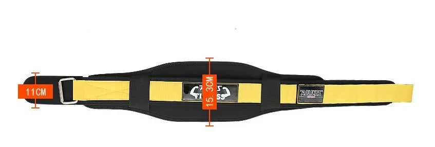 Nylon fitness weightlifting waistband belt in black, red, or yellow colour.