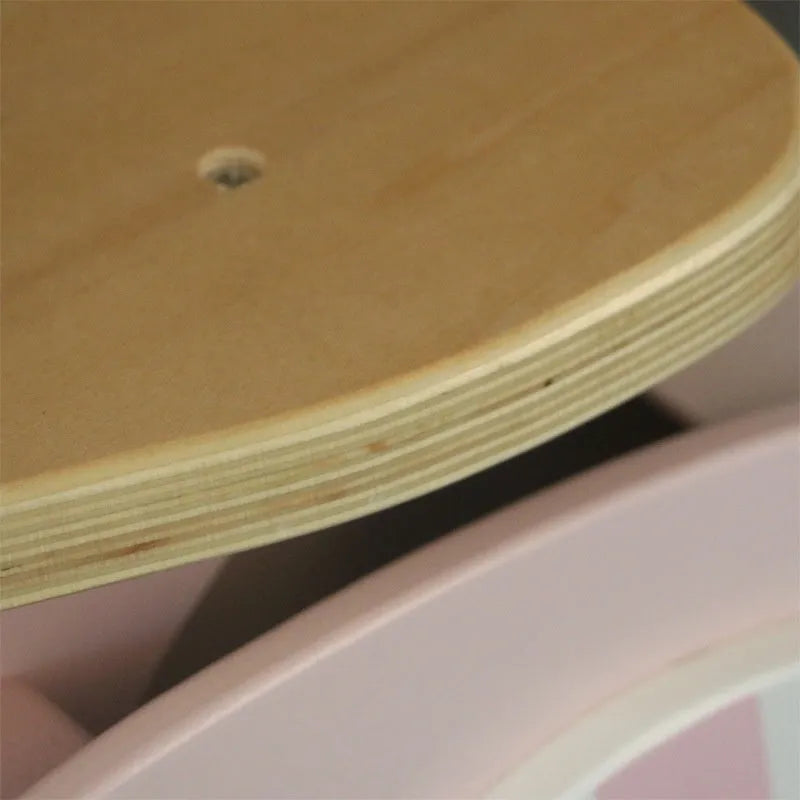 Pink wooden balance scooter for toddlers with 10-inch size for ages 1-6 years