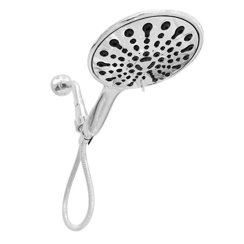 Chrome electroplated handheld shower head with six-function spray selector