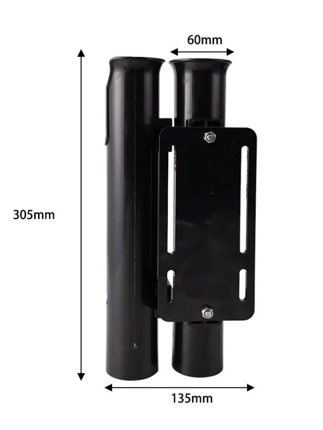 Black carbon fishing rod rack mounted on motorcycle with double-layer plastic rod frame