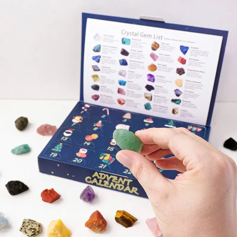 Christmas Doll Countdown Calendar Advent Crystal Stone Mine standard blind box with rough stone
