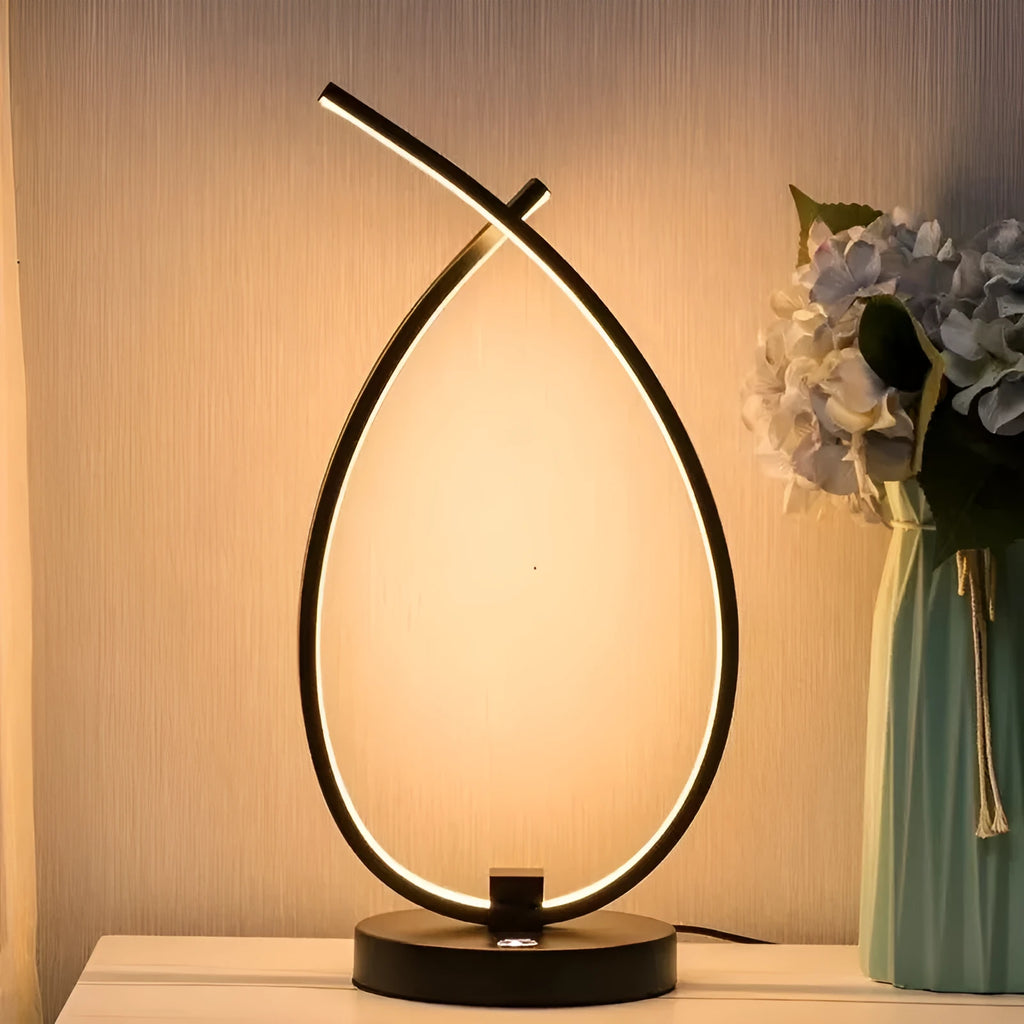 Water drop black warm light table lamp 30cm height on bedside table