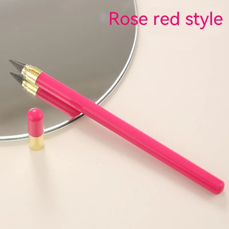 Acrylic transparent rod eternal pencil with alloy head and HB lead in beige colour