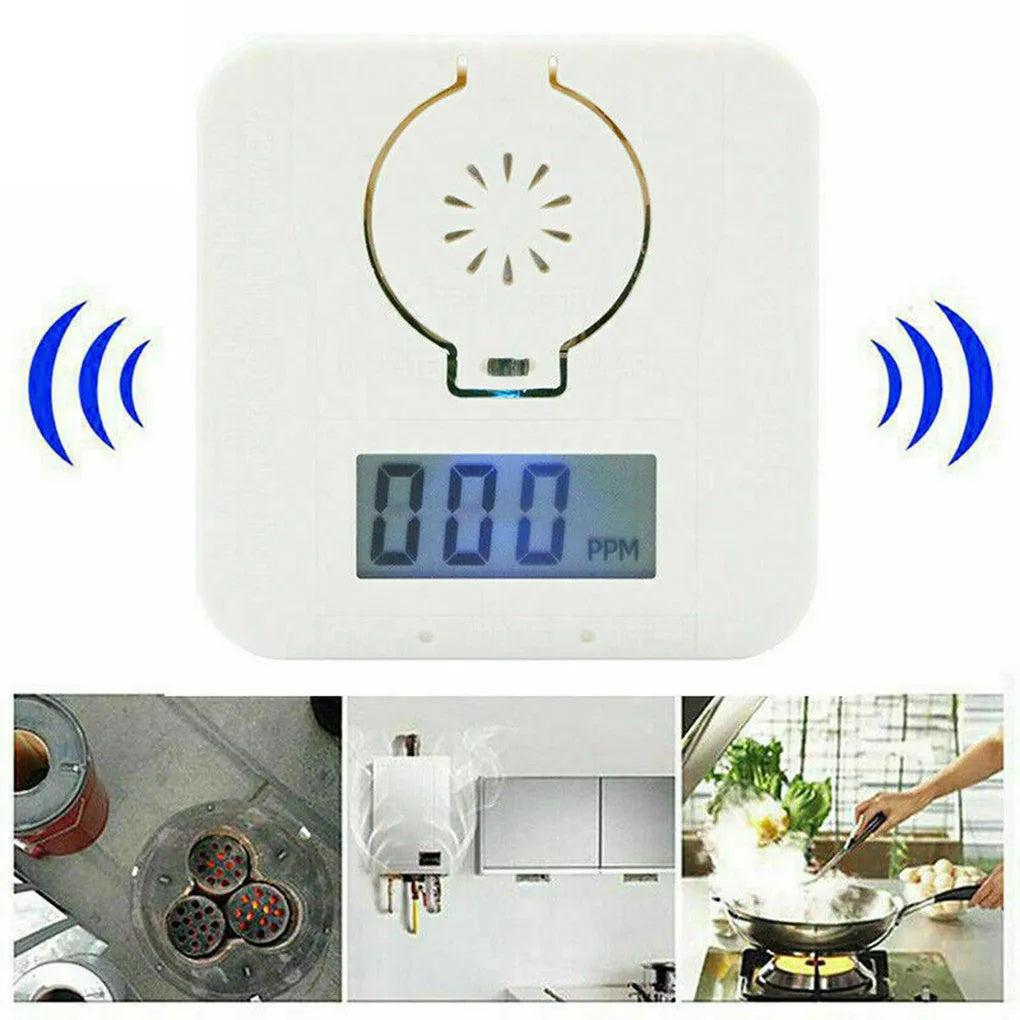 White wireless wall-mounted carbon monoxide alarm for kitchen and bathroom safety