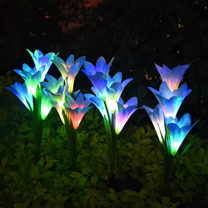 Solar lily festive lantern outdoor villa courtyard garden flower shape solar powered IP65 850mm