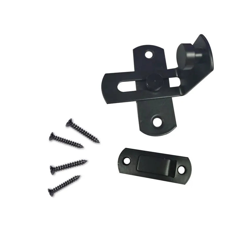 Sliding door hasp lock with 90-degree bracket for barn doors in black carbon steel or stainless steel