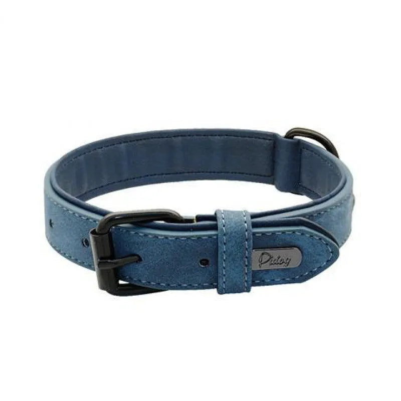Simple portable anti loss adjustable dog collar in charming purple with double-layer thickening PU front and microfiber back