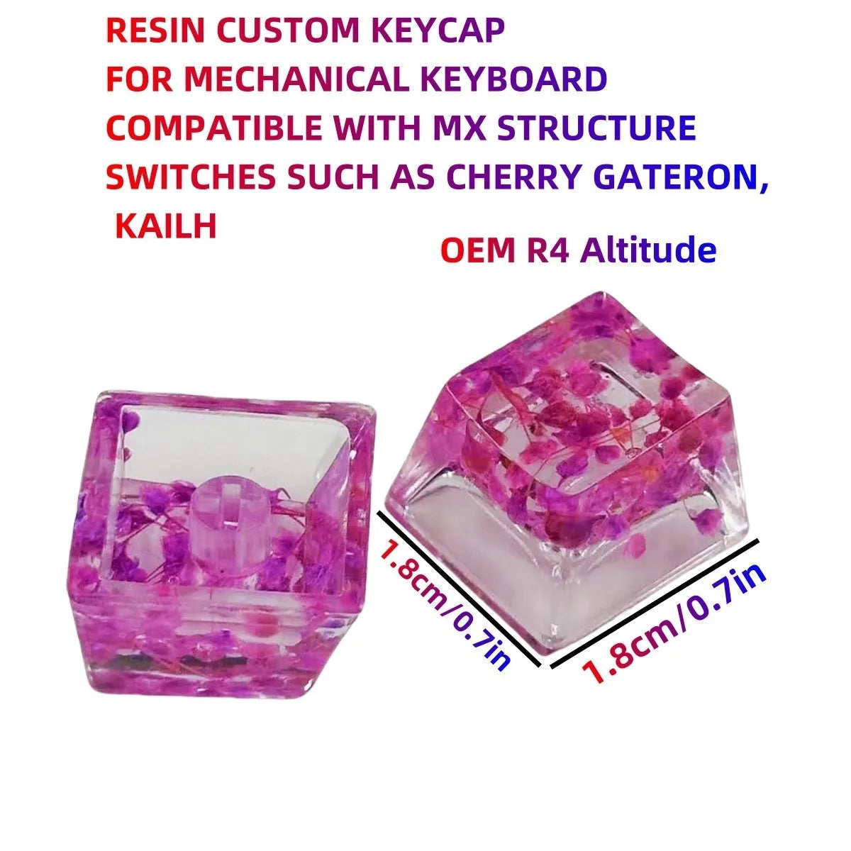 Transparent resin mechanical keyboard keycap with starry sky pattern in four colour options