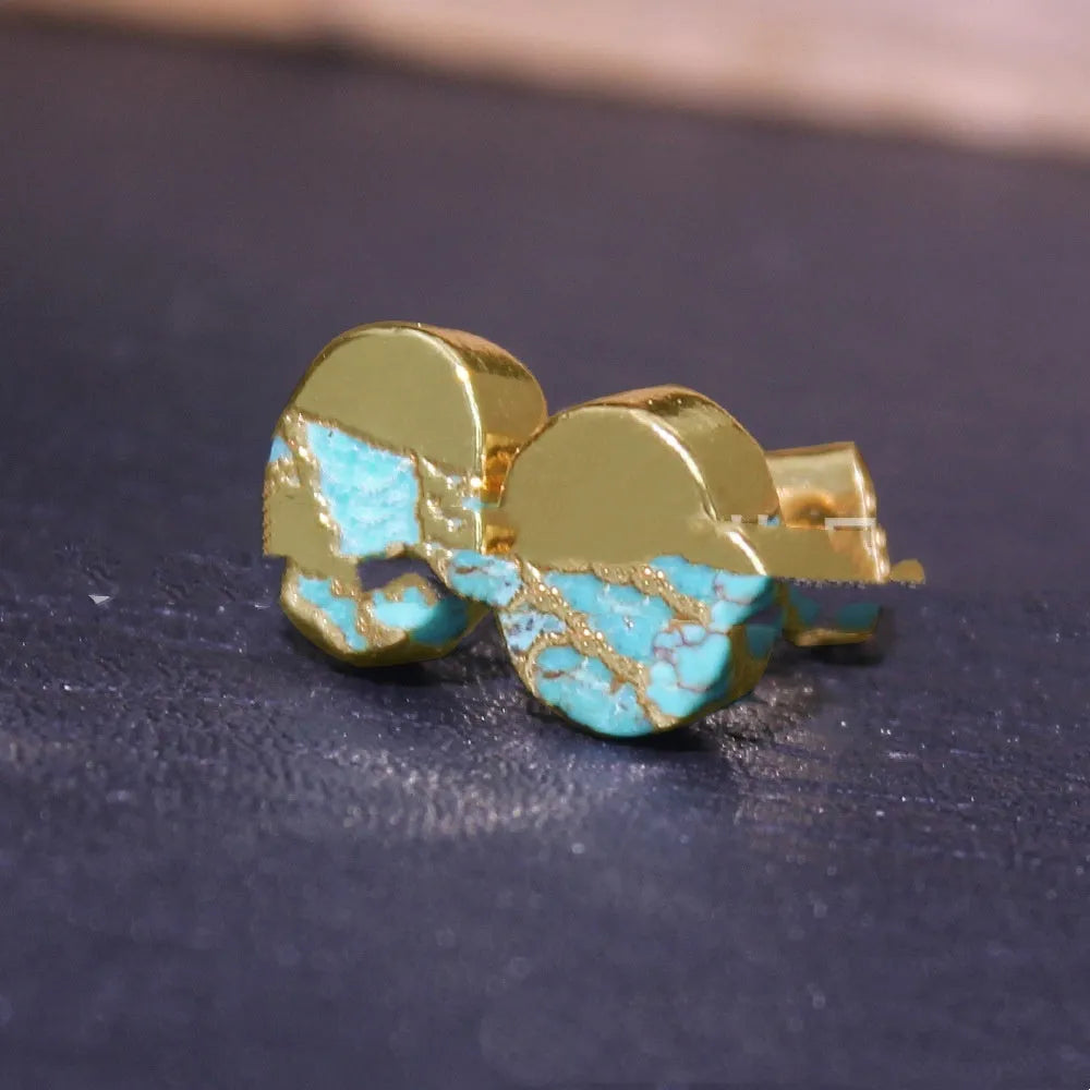 Natural stone bohemian stud earrings irregular unisex design colour ER1031