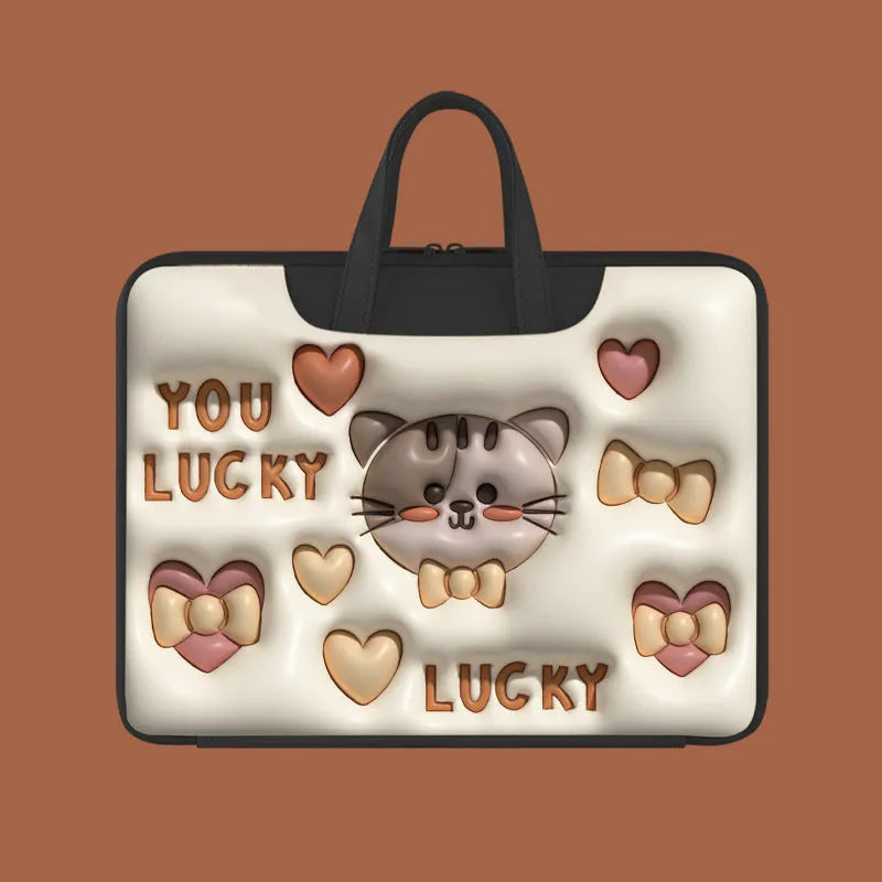Inflatable laptop bag in PU leather with travel straps and colourful design options