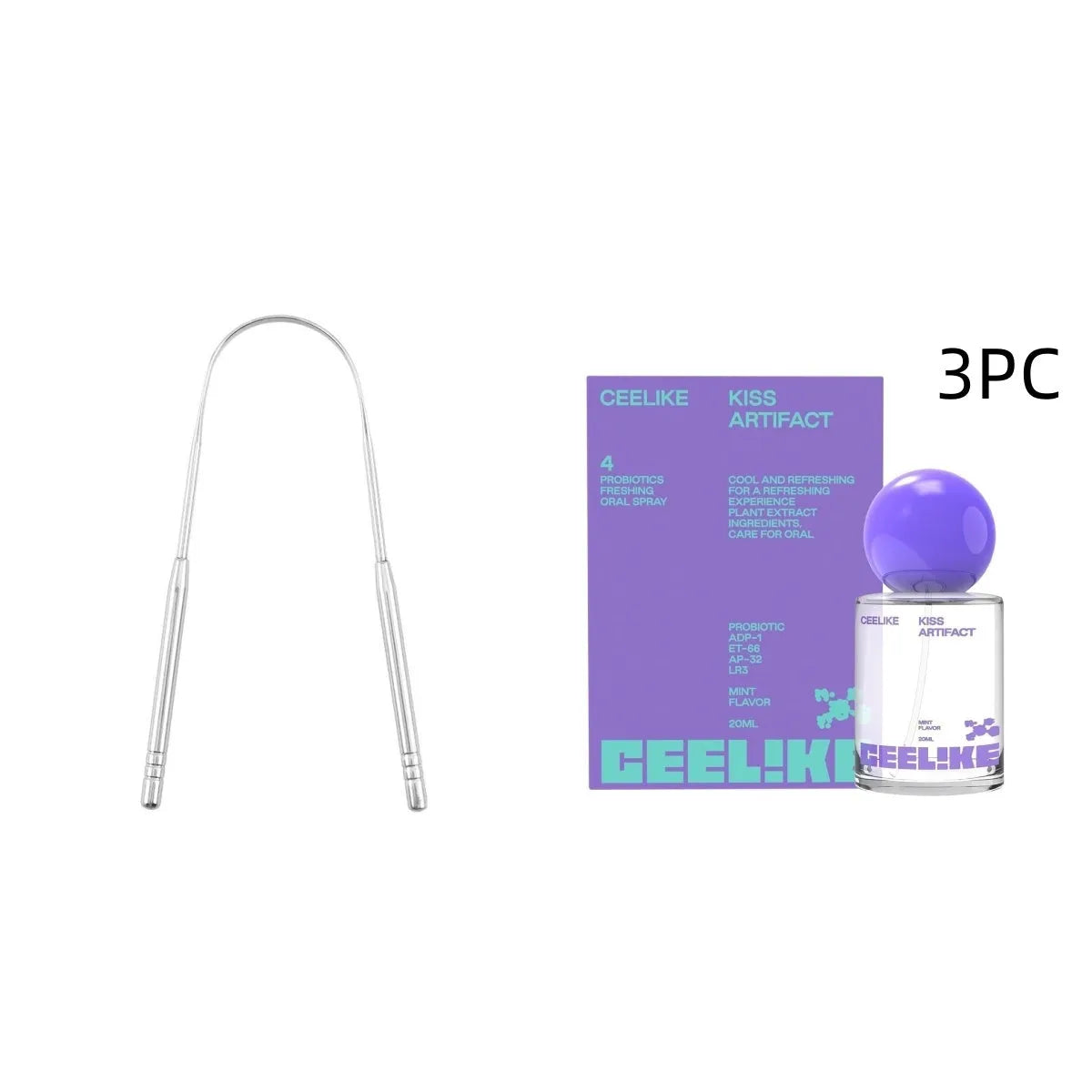 20ml probiotics oral care spray bottle with dimensions 4.7cm x 4.7cm x 10cm