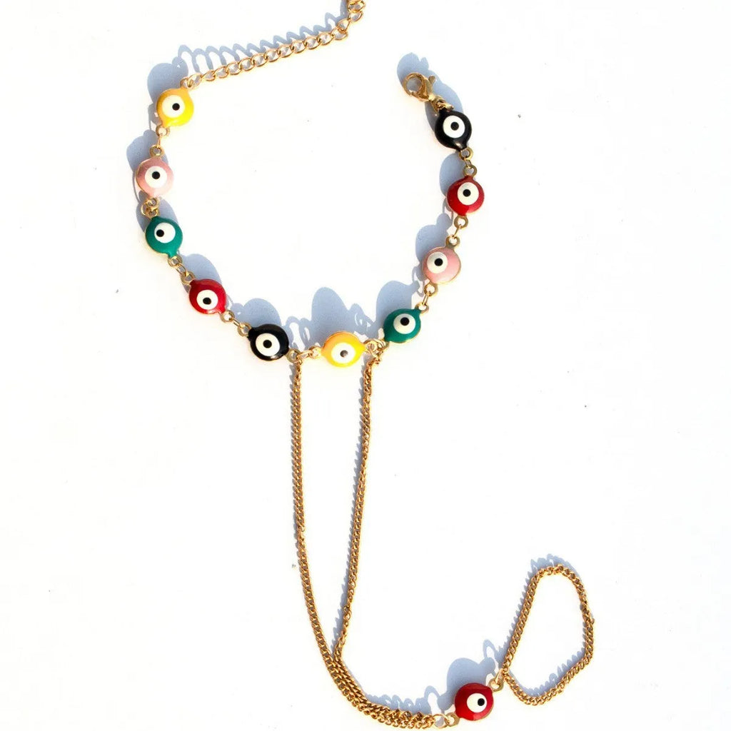 Women's titanium steel round eyes lucky mitten-type bracelet in colourful finish with electroplated coating