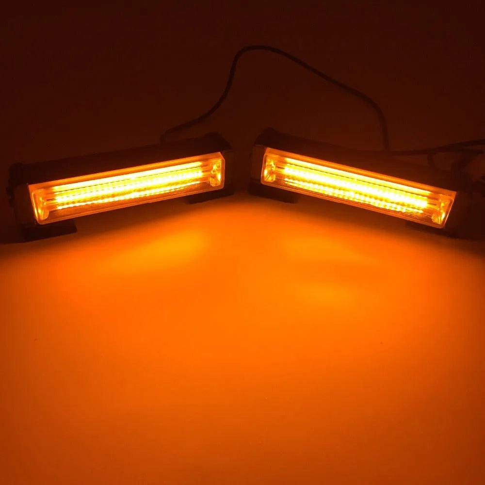 Yellow 9W COB LED strobe warning light with aluminium alloy housing for 12-24V vehicle systems