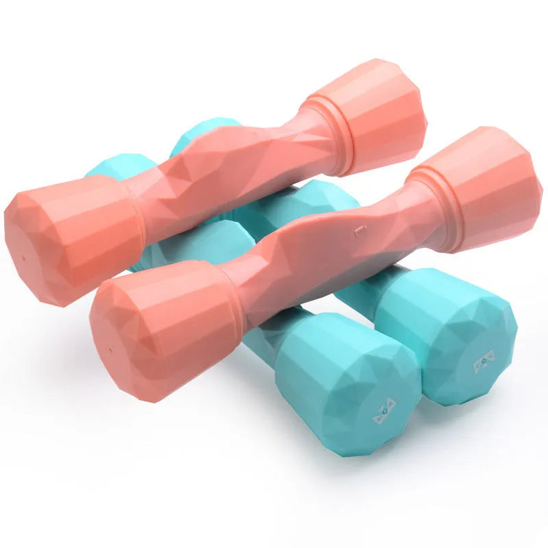 Adjustable diamond dumbbell fitness set 3kg pink TPE grip with detachable steel blocks