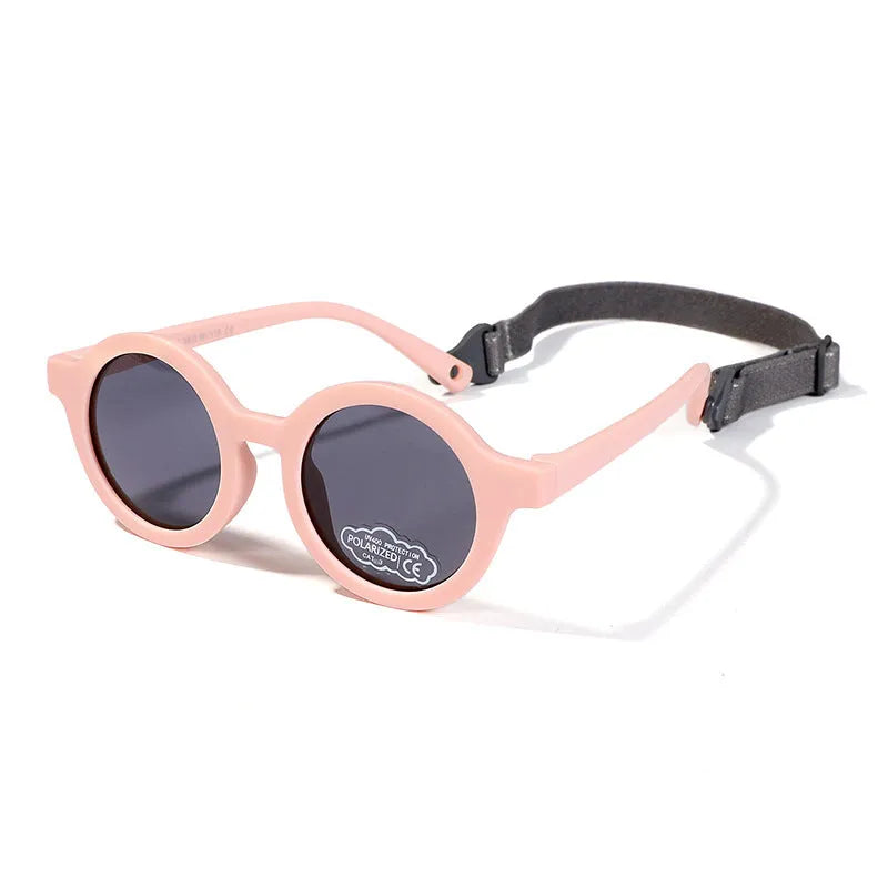 Children's round frame silicone sunglasses with polarised lenses for 0-3 year olds