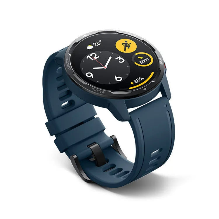 GPS smart watch with 1.43-inch screen on silicone strap, showing fitness tracking display