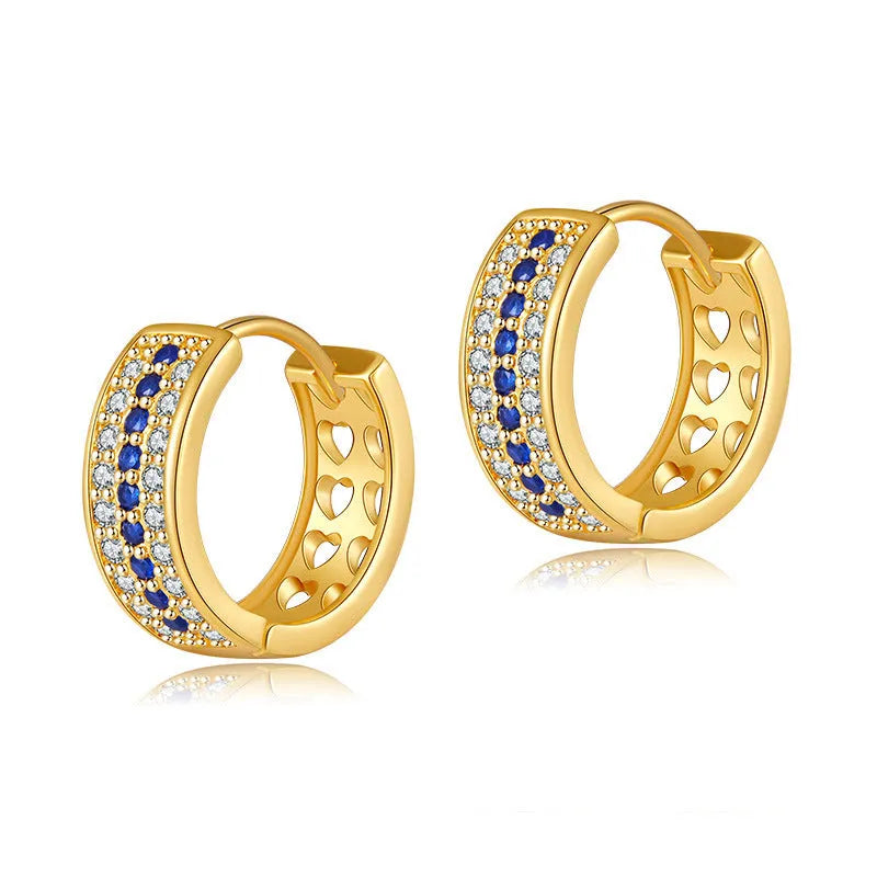 Round geometric copper earrings with electroplated 18K gold finish, KE1268 colour, for women