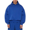 Men's solid colour fleece-lined cotton hoodie sweater with a wool lining and pullover design.